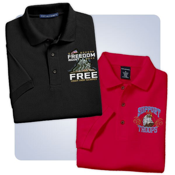 Embroidered Patriotic Veteran Polo Shirts